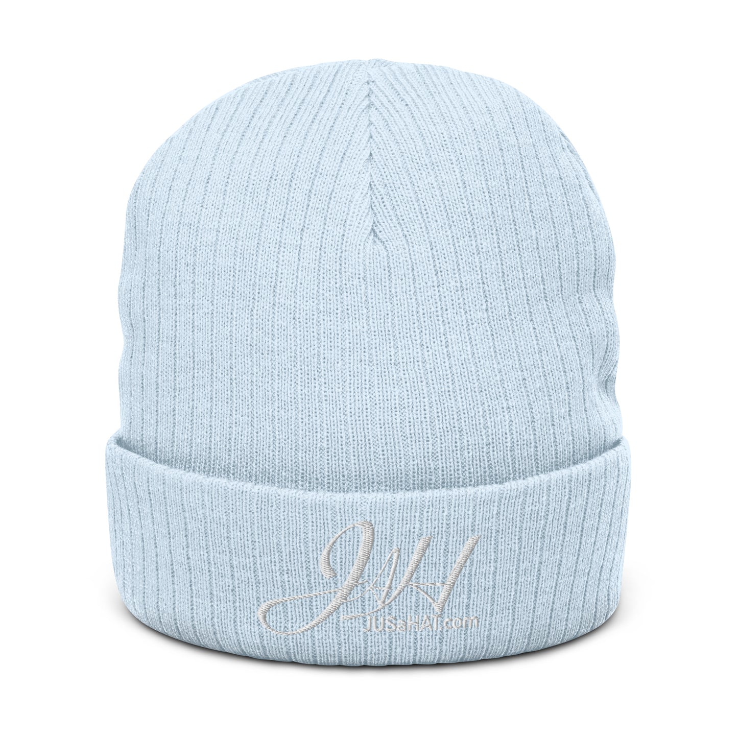 Ribbed knit beanie w/ white brand logo